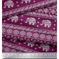 thumbnail image 3 of Soimoi Silk Fabric Aztec & Tribal Elephant Animal Printed Fabric 1 Yard 42 Inch Wide, 3 of 3