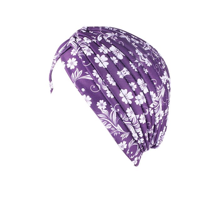 Ladies Turban Polyester Reusable Washable with durable polyester; Foldable Decorative Cap Indoor Outdoor Walking Working Head Bonnet Beanie Purple