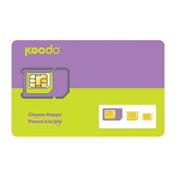 Koodo Mobile Canada 4G LTE Multi Sim Card, Nano Micro Standard 3 in 1 Combo