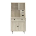 thumbnail image 4 of Walker Edison 64" Storage Desk & Hutch with Keyboard Drawer- Birch, 4 of 10