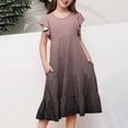 thumbnail image 3 of GDREDA Robes Fille 7 Robe d'Été pour Filles Couleur Dégradée Col Rond Manches Volantées Robe Trapèze à Étages Respirante Confortable Robe Ludique pour Enfants Tout-Petits Fête d'Anniversaire et Usage Quotidien Brun,10-11 Ans, 3 of 5