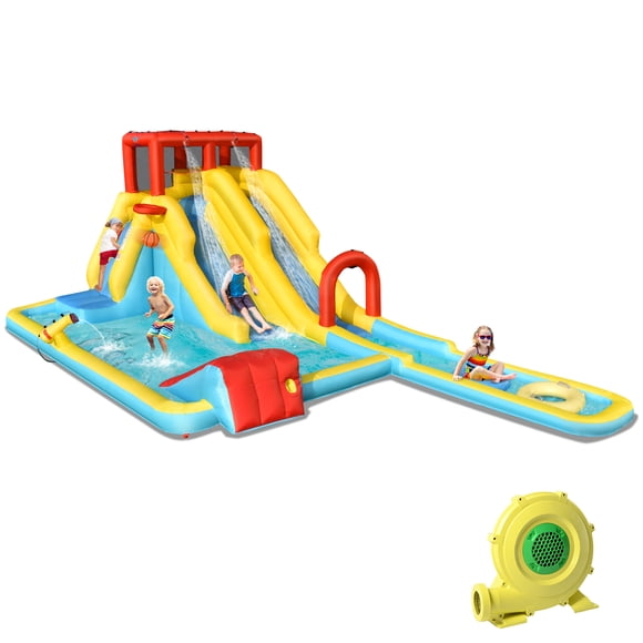 Patiojoy Inflatable Water Slide Castle House Water Gun & Climbing Wall with 950W Blower