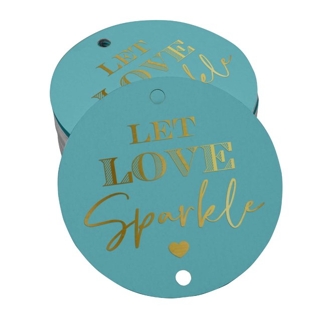 Inkdotpot Pack Of 100 Real Gold Foil Paper Tags Let Love Sparkle Wedding Favor Hang Tags
