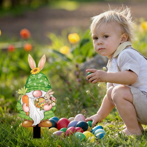 Fwttom Easter Decorations Easter Bunny Easter Egg Dwarf Garden Decoration Ground Insertion Courtyard Festival Decoration Ornament Ornament
