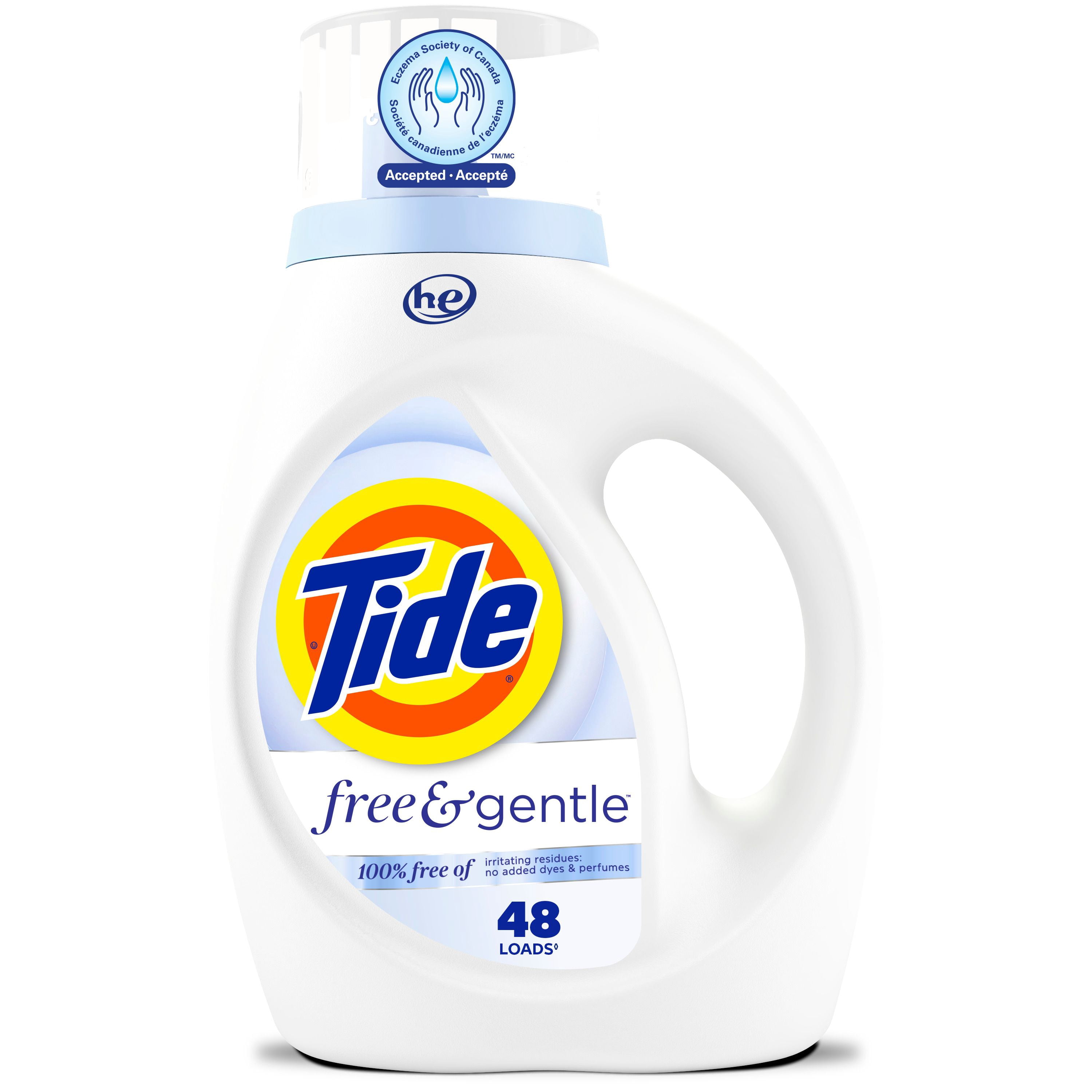 Tide Free & Gentle Liquid Laundry Detergent, Tide Laundry Detergent, Clean Laundry Detergent, 1.86 Litres, 48 Loads