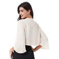 thumbnail image 2 of YUUMIN Boléro Châle en Mousseline Douce Transparente à Manches 3/4 pour Femmes, Veste Cardigan Ouverte à l'Avant pour Robe de Soirée de Mariage, Champagne m, 2 of 4