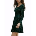 thumbnail image 4 of INSPIRE CHIC Robe de Soirée pour Femme à Imprimé d'Étoiles, Encolure Carrée, Vintage, Mini Robe de Bal en Velours, TG, Vert, 4 of 7