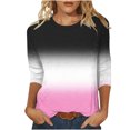 thumbnail image 1 of VSSSJ Hauts à Manches 3/4 pour Femmes Décontractés Tendance à Imprimé Dégradé Manches Raglan Col Ras du Cou Coupe Décontractée Tunique T-Shirt Respirant Noir m, 1 of 5