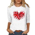 thumbnail image 1 of Penkiiy T-Shirts de la Saint-Valentin pour Femmes Col Rond Manches 3/4 T-Shirt Ample Hauts Blouses Chemises 4TG Multicolore, 1 of 5