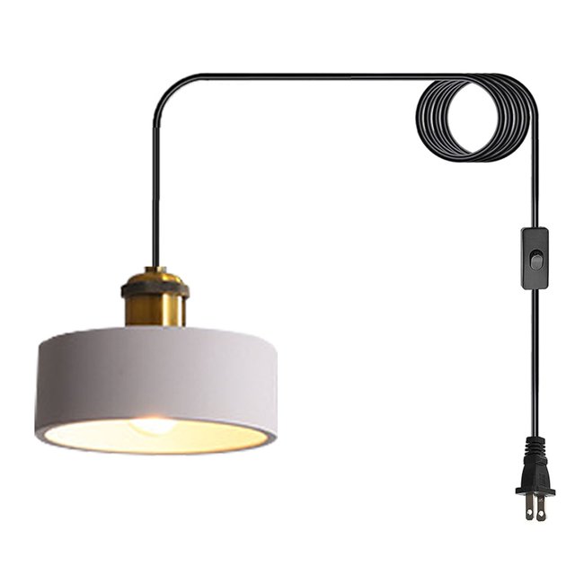 Hanging Lamps Nordic Style Dining Room Kitchen Island Tea Room Metal Gray Wicker Chandelier Rattan Light Fixtures Ceiling Hanging. This minimalist pendant light features a gray metal shade with a warm glow, suspended by a black adjustable 16.4 ft cord with a plug-in design and inline switch. Suitable for dining rooms, kitchen islands, tea rooms, and more, it includes an LED bulb for immediate use.
