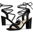 thumbnail image 1 of BLISSFUL STEP Women's Lace Up Block Heels Sandals, 1 of 7