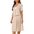thumbnail image 4 of Unique Bargains Ensemble Tailleur Blazer à Manches Courtes et Jupe pour Femme, Abricot, P, 4 of 5