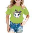 thumbnail image 1 of PMVFHDE Hauts d'Été Décontractés pour Filles, T-Shirt Graphique Mignon à Col Rond et Manches Courtes, Vert Clair, 3-4 Ans, 1 of 5