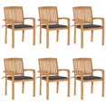 thumbnail image 1 of vidaXL Stacking Garden Chairs with Cushions 6 pcs Solid Teak Wood, 1 of 5