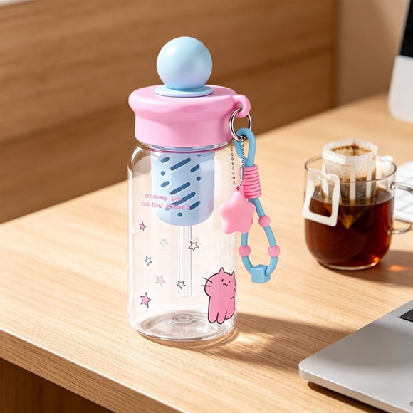 Shyuyusa Tasse d'Eau en Plastique avec Paille à Couche de Séparation du Thé, Design Portable pour la Maison et le Bureau, Usage Quotidien