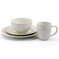 thumbnail image 3 of Elama Market Finds Ensemble de Vaisselle en Grès Rond de 16 Pcs, Blanc Gaufré, 3 of 5