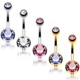 thumbnail image 4 of BodyJ4You 15PCS Professional Piercing Kit Goldtone Steel 14G Double CZ Belly Navel Ring Body Piercing Set, 4 of 6