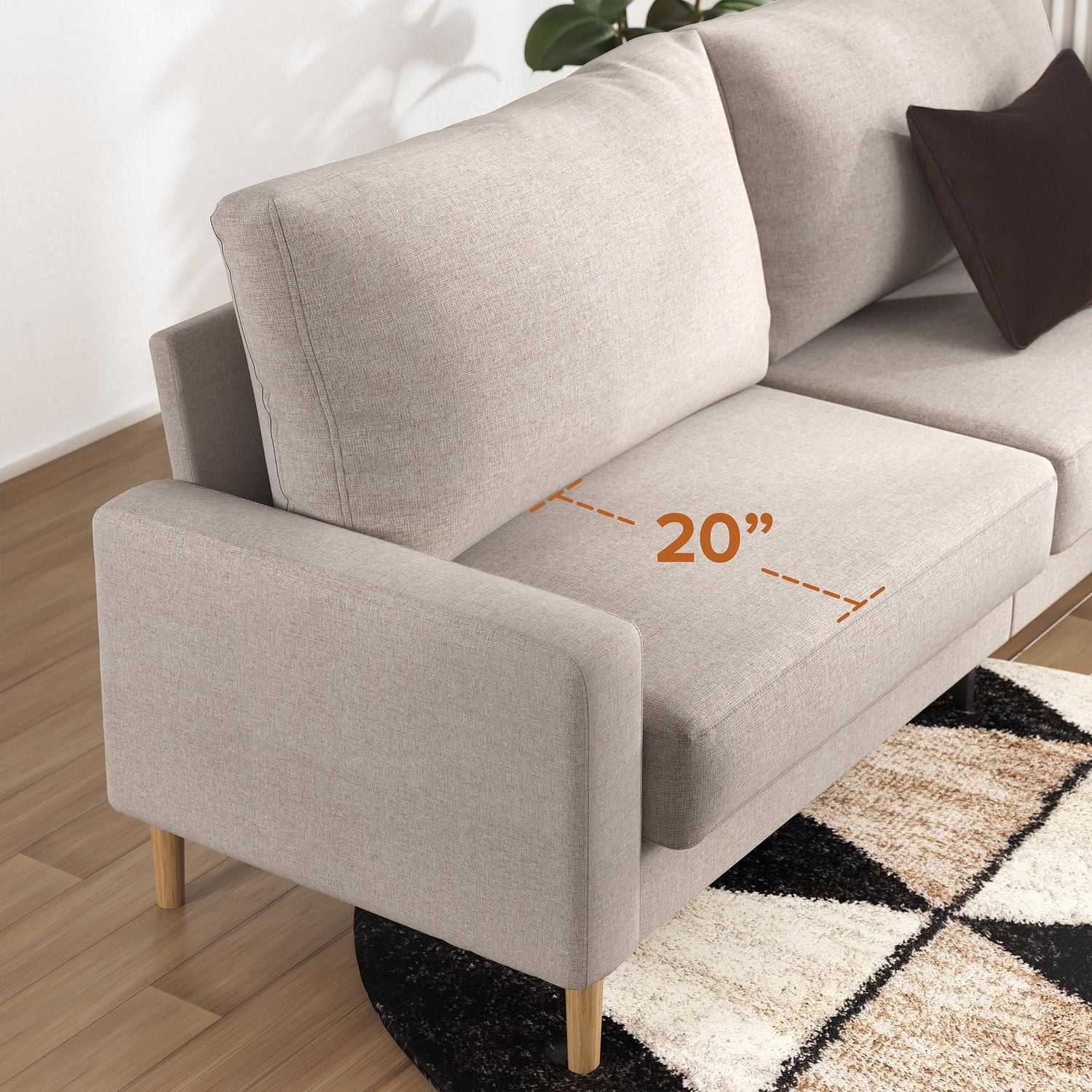 Zinus Colton 76 inch 3 Seat Upholstered Sofa Couch
