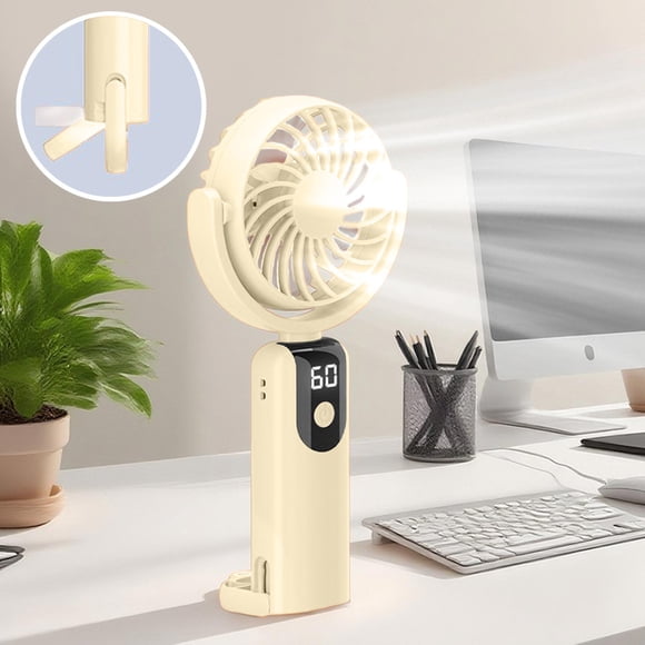 Weloille Digital Display Portable Hanging Handheld Fan 1Pc USB Cable Home Office Travel Outdoor Summer Cooling Gift USB Rechargeable Portable