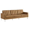 thumbnail image 2 of Modway Loft Tufted Vegan Leather Upholstered 3-Piece Living Room Furniture Set in Silver Tan, 2 of 12