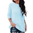 thumbnail image 1 of Innerwin Tricot Tops Manches Longues Femmes Pull-Over Col Rond Blouse de Tunique Sky Blue M, 1 of 6