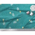thumbnail image 3 of Soimoi Green Modal Satin Fabric Musical Symbol & Star Printed Craft Fabric by the Yard 42 Inch Wide, 3 of 3
