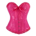 thumbnail image 1 of Ruffle Corset Hauts Femmes Floral Gaine de Taille Bustier à Armatures Shapewear Overbust Fête Rehausseur Corsets pour Robe Rose Vif, TP, 1 of 6