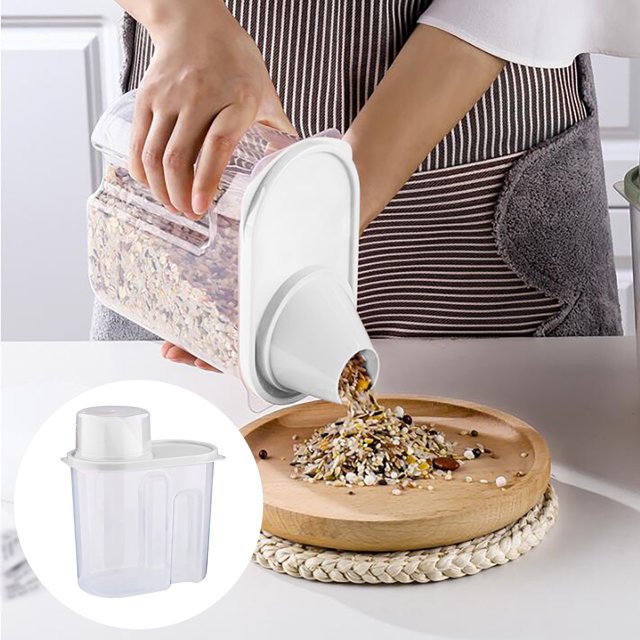 Oleegame 1 Pce Rangement de Produits 1,9 L Cuisine Réservoir de Stockage Multigrains Nourriture Produits Secs Boîte de Rangement Réservoir Scellé en Plastique Gris