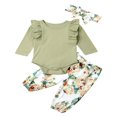 thumbnail image 1 of Ensemble Bébé Bébé Fille Romper + Pantalon Floral + Bandeau, 1 of 5