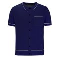 thumbnail image 4 of Birdeem Chemises pour Hommes Chemise à Manches Courtes Boutonnée Tricotée Col Rabattu Veste Fine, 4 of 12
