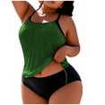 thumbnail image 1 of FAVIPT 2 Piece Tummy Control Swimwear Womens Ruched Tropical Summer Beach Tankini Comfy Drawstring Bathing Suit Green,XXL, 1 of 5
