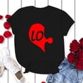 thumbnail image 4 of T-shirts Assortis pour Couples de la Saint-Valentin, Décontractés, Manches Courtes, Mode, Imprimé Cœur, Col Rond, T-Shirts Légers, Confortables, Doux, Mari Femme, Chandail, Ensembles, Noir, M, 4 of 5