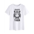 thumbnail image 1 of T-Shirt à Manches Courtes Imprimé Graphique Tigre Lettre Facile pour Femmes, 1 of 5