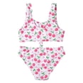 thumbnail image 1 of Girls Swimsuit 2 Piece Tankini Set Swimwear Striped Ruffle Girl Bathing Suit 5-6 Years, 1 of 9