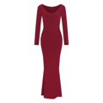 thumbnail image 4 of Ketyyh-chn99 Robes Chemises pour Femmes Grande Taille Robe Maxi Manche à Volants à Étages Évasée Robe Mini Rouge,TP, 4 of 5
