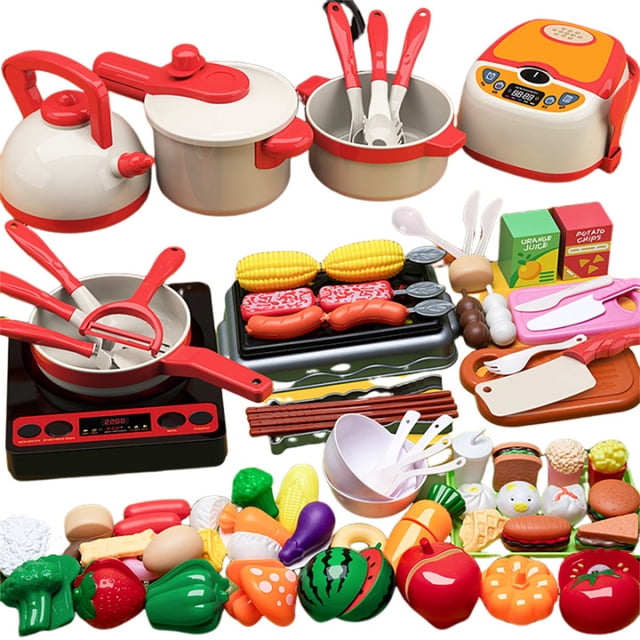 C Childrens Pretend Kitchen Toy Set With Vegetable Chopper Cooking Utensils For Role Play Educational Activity Safe Material Fun