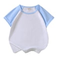 thumbnail image 1 of MIASHUI T-Shirts Garçons Filles Manches Courtes Basiques Superposés, Bleu Clair, 6-7 Ans, 1 of 4