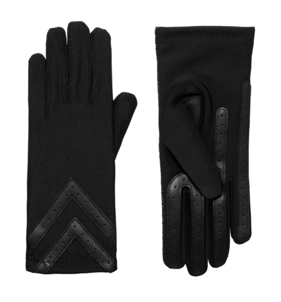 Isotoner Women' SmartDri Smartouch 3 Button Length Spandex Chevron Gloves - A30660 (Black, S/M)