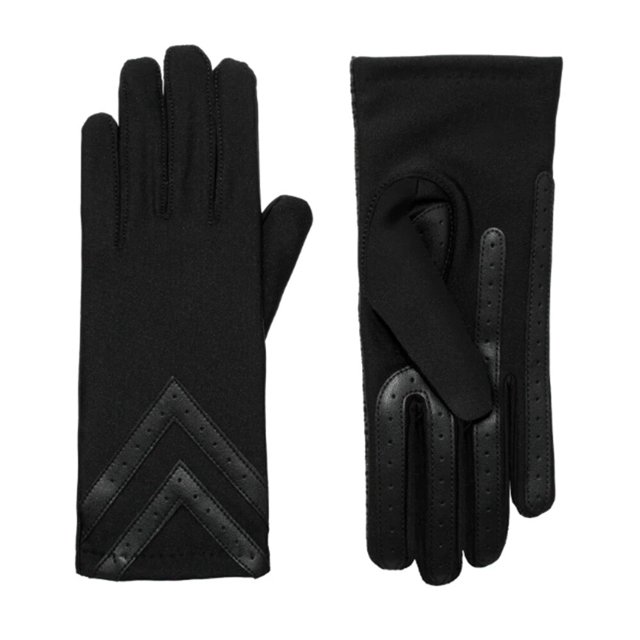 Isotoner Women' SmartDri Smartouch 3 Button Length Spandex Chevron Gloves - A30660 (Black, L/XL)