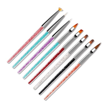 Xingzhi 8 Pcs Manche en Acrylique Stylos Pinceaux pour Art des Ongles Professionnels Universels Maison Boutique Gel Vernis Pointillage Trousse d'Outils de Manucure