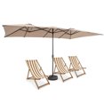 thumbnail image 1 of Gymax 15FT Double-Sided Market Umbrella Large Crank Handle Vented Twin Patio Coffee, 1 of 4