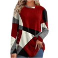 thumbnail image 1 of Jsaierl Hauts à Manches Longues pour Femmes 2024 Automne Hiver Col Rond Mode Blocs de Couleur Chemises Grande Taille Chaudes pour Sortir avec Boutons, 1 of 6