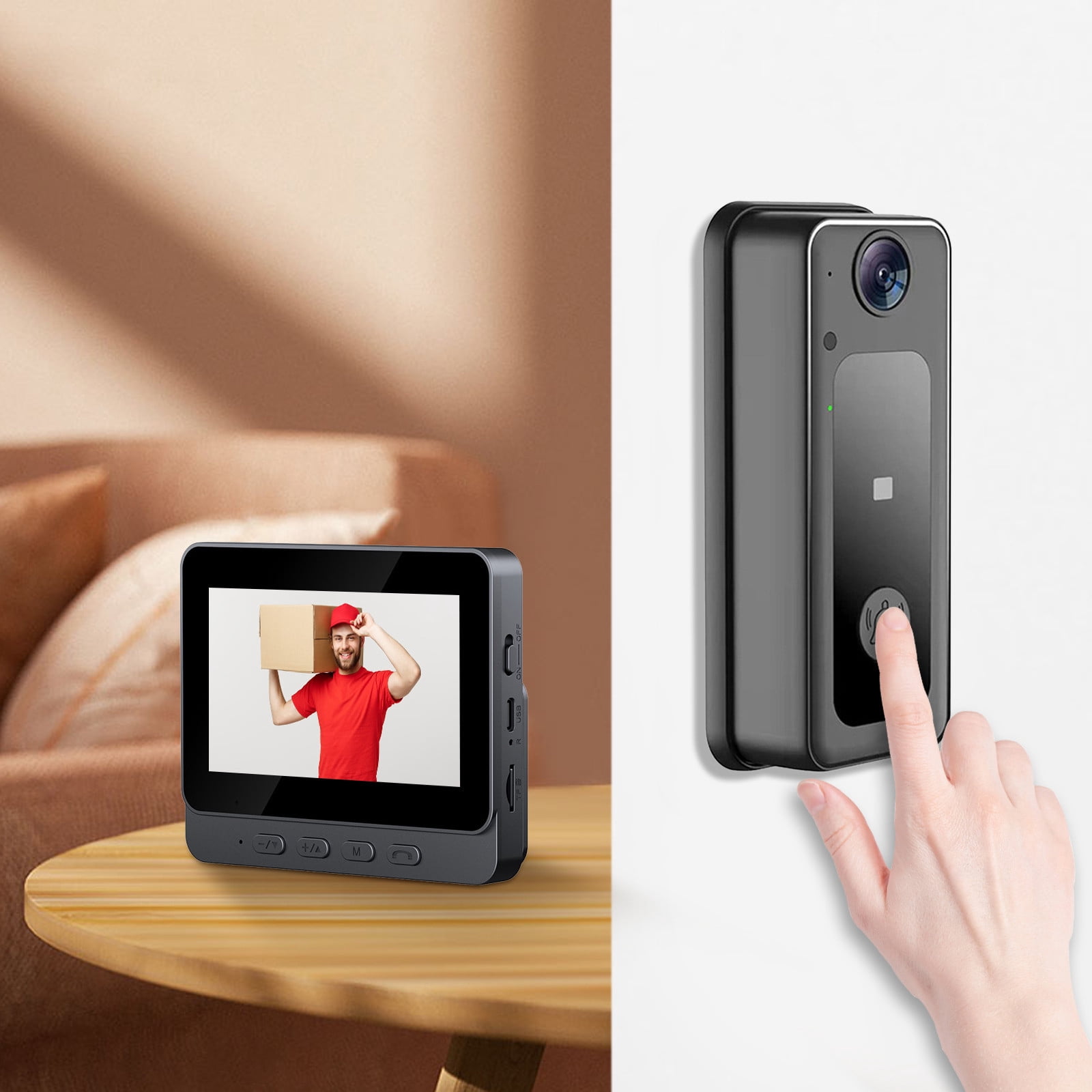 Wuztai 4G Wireless Video Doorbell, 4.3 Inch Screen Smart Visual Intercom, No WiFi Needed Long Range Security Camera for Home Monitoring