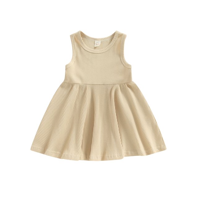 Faithtur Bébé Enfants Fille Robe, Sans Manches Cou Solide Été une Ligne Robe pour Tous les Jours Occasionnels