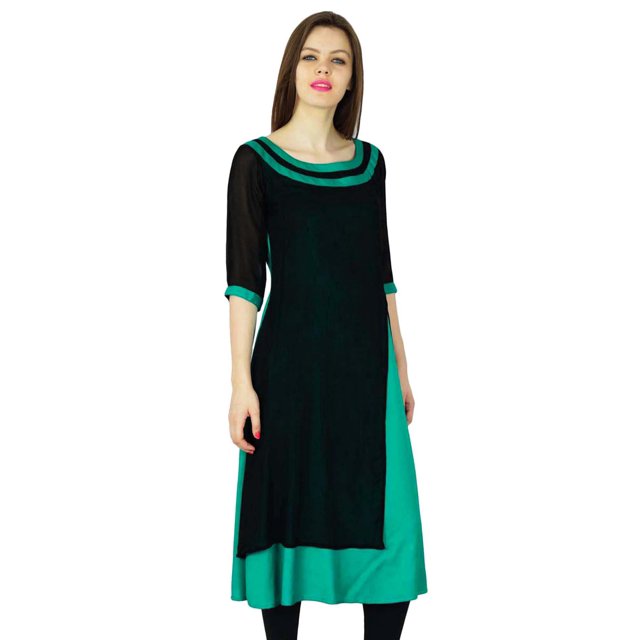 Phagun Kurta de Designer pour Femmes Kurti Ethnique Haut Tunique Robe en Rayonne et Georgette