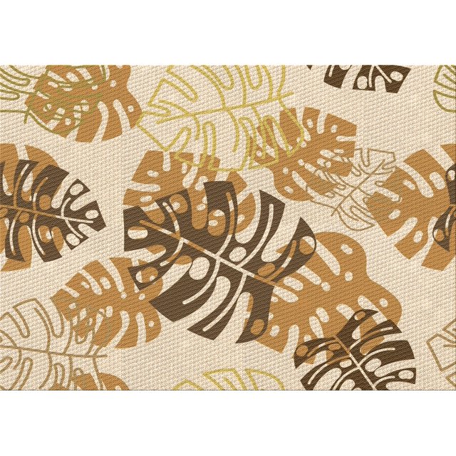 Ahgly Company Machine Washable Indoor Rectangle Transitional Khaki Gold Area Rugs, 5' x 7'