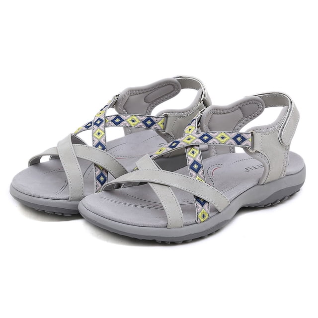 IUJSOY Sandales de Randonnée pour Femmes Chaussures de Marche Confort Ajustables Été Plage Légères Chaussures d'Eau
