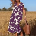 thumbnail image 2 of 2025 Robe à Col en V pour Dames à Manches Courtes, à Lacets, Imprimée, Grande Jupe, Robe d'Été pour Femmes, Robe Maxi pour Dames, Robes d'Été Décontractées pour Femmes, Robe de Saison, Robes Chemise Maxi, Robes Longueur Genou fo, 2 of 6
