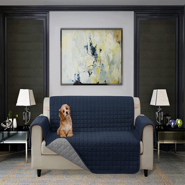 Housse de Protection Réversible pour Meubles de Chiens et Chats Chaise Marine/gris