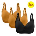 thumbnail image 1 of Bras for Women, 3PC Womans Large Size Solid Color Without Steel Ring Gathering Comfortable Bras Daily Bra, 1 of 2